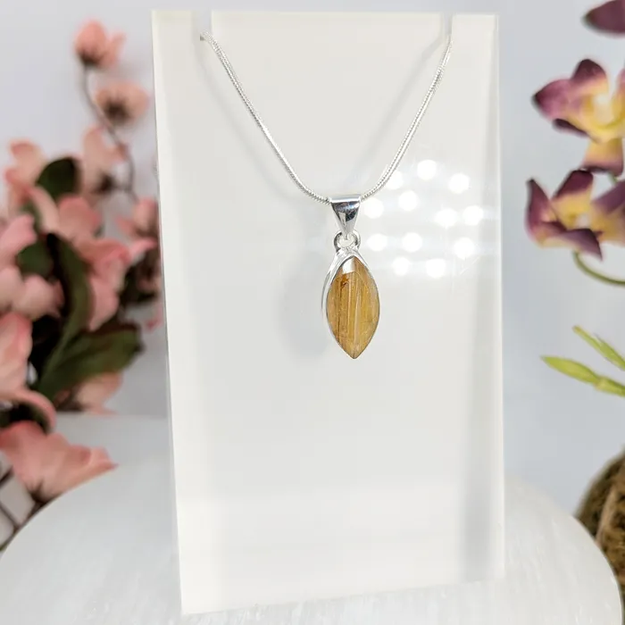 PreStyled Sets Bliss Crystals Gold Rutilated Quartz 1 Pendant SS LV7944