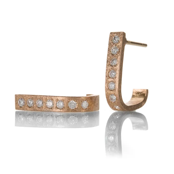 18k Rose Gold J Hoops with Diamonds Edward Burrowes PreStyled Sets