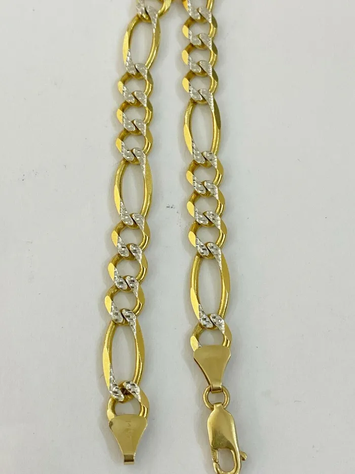 Bracelets 14k Yellow Gold Solid Figaro Link Bracelet Diamond Cut Cuban Men Women Lobster Globalwatches10