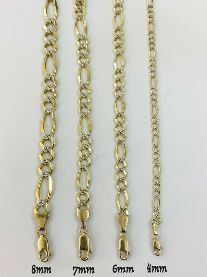 Bracelets 14k Yellow Gold Solid Figaro Link Bracelet Diamond Cut Cuban Men Women Lobster Globalwatches10