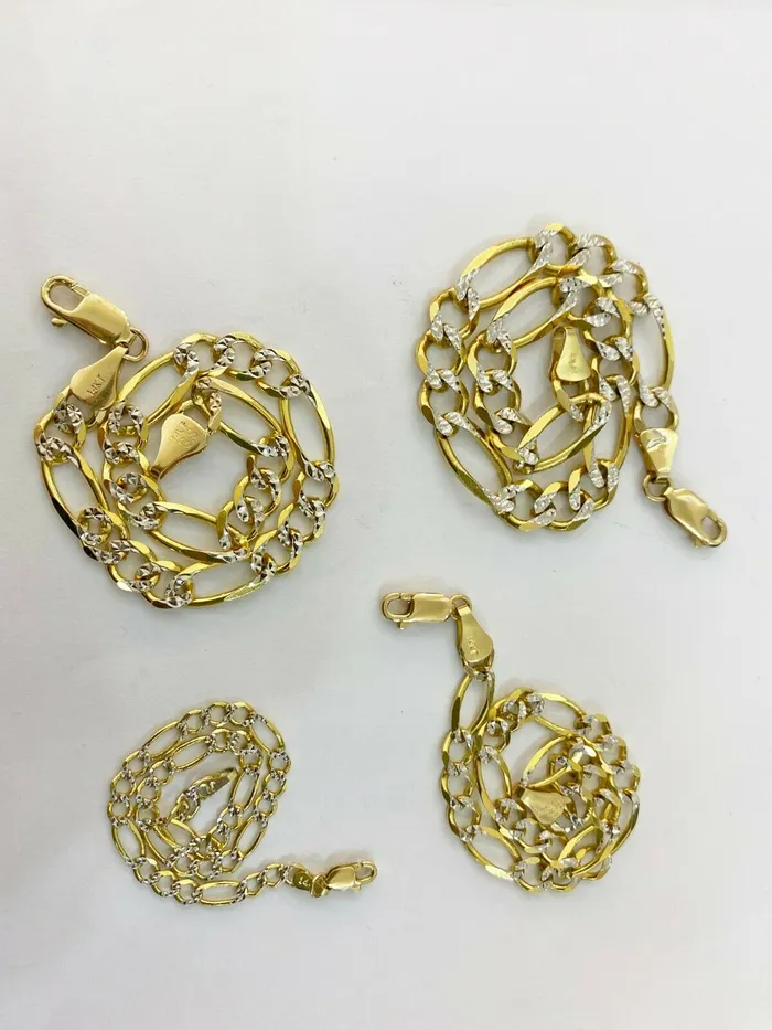 Bracelets 14k Yellow Gold Solid Figaro Link Bracelet Diamond Cut Cuban Men Women Lobster Globalwatches10