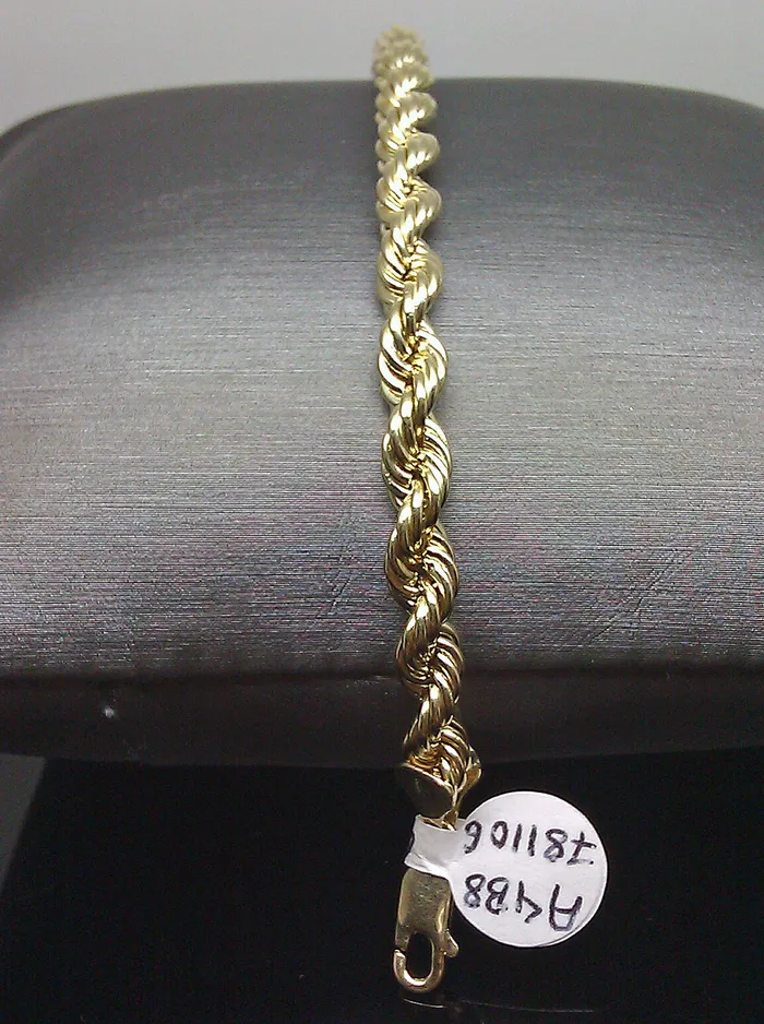 Bracelets gold and diamond New 10K Real Gold Men Ladies Yellow Rope Bracelet 6mm 8 Inch Sale Bracelets gold and diamond New 10K Real Gold Men Ladies Yellow Rope Bracelet 6mm 8 Inch Sale
