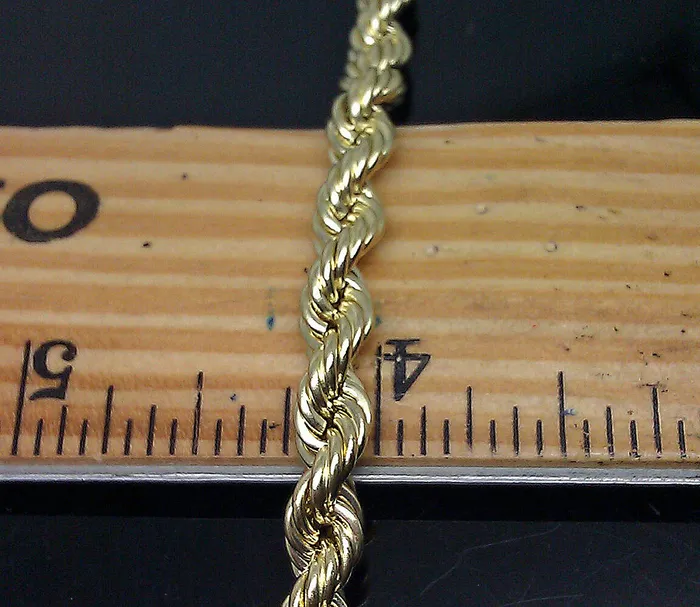 Bracelets gold and diamond New 10K Real Gold Men Ladies Yellow Rope Bracelet 6mm 8 Inch Sale