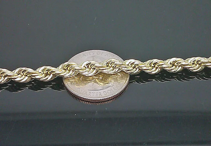 Bracelets gold and diamond New 10K Real Gold Men Ladies Yellow Rope Bracelet 6mm 8 Inch Sale