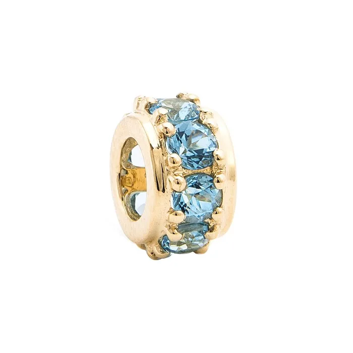 Charm Necklaces Elisa Ilana 14K Yellow Gold Blue Topaz Wheel Charm