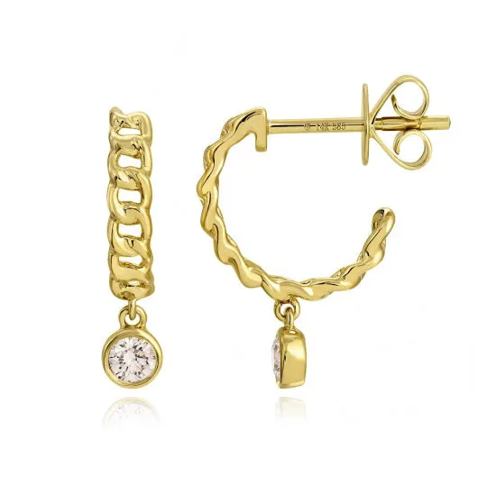 Dangling Diamond Gold Cuban Hoops Alev Jewelry PreStyled Sets