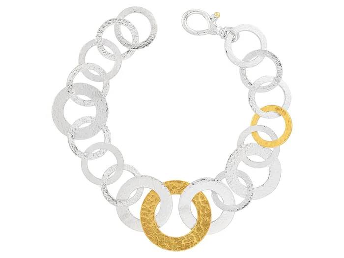 GURHAN Mango Sterling Silver Chain Link Bracelet Graduated Links Gold Accents GG SILVER CLR Bracelets GURHAN Mango Sterling Silver Chain Link Bracelet Graduated Links Gold Accents GG SILVER CLR Bracelets