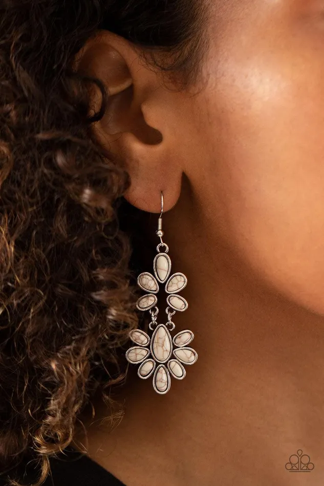 Cactus Cruise White Earrings Jewelry by Bretta Paparazzi Accessories Earrings