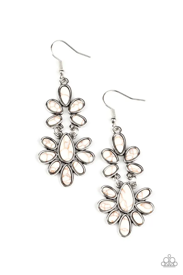 Cactus Cruise White Earrings Jewelry by Bretta Paparazzi Accessories Earrings