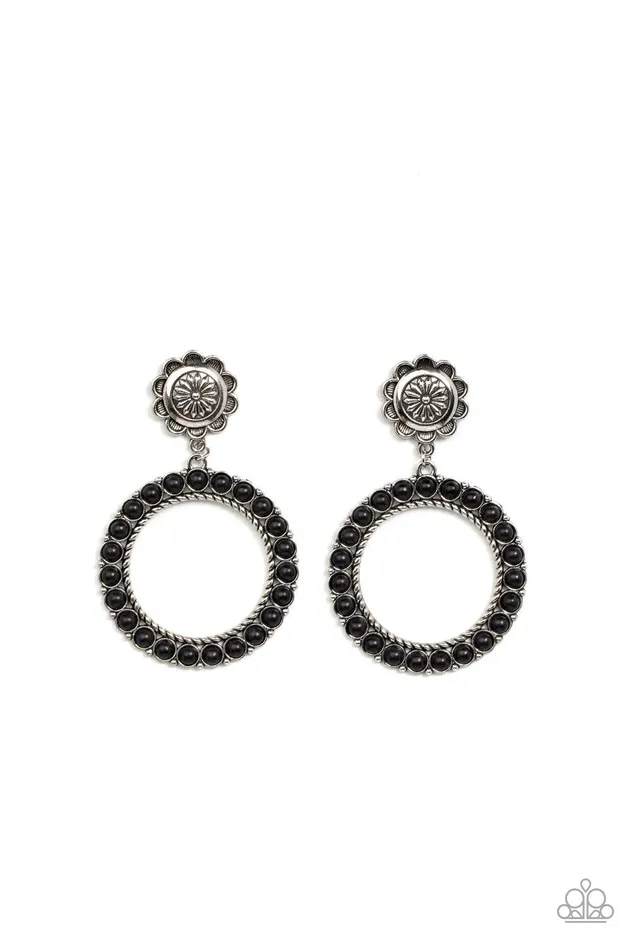 Earrings Playfully Prairie Black Earrings Jewelry by Bretta Paparazzi Accessories