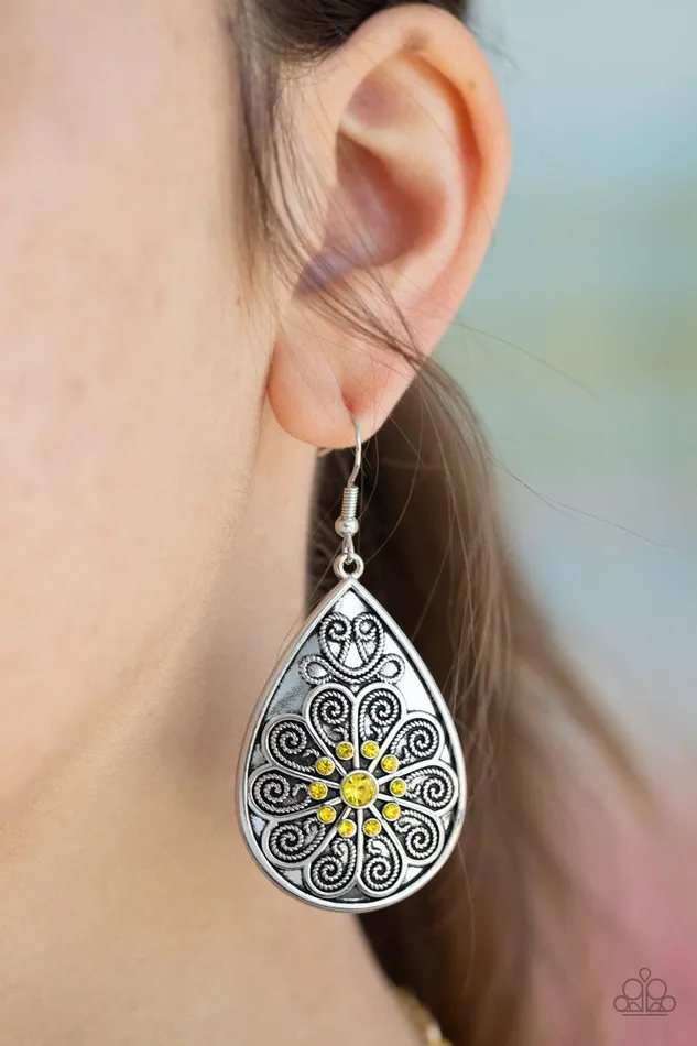 Paparazzi Accessories Earrings Banquet Bling Yellow Earrings Jewelry by Bretta