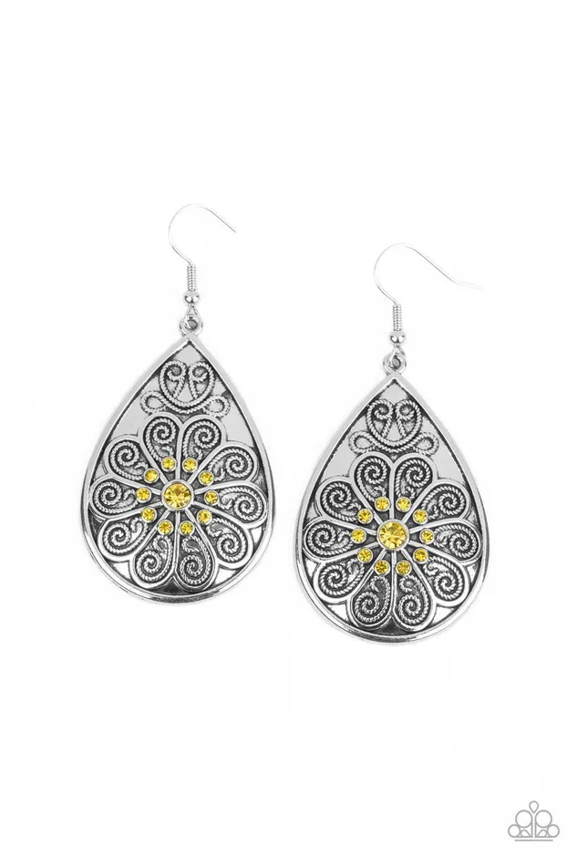 Paparazzi Accessories Earrings Banquet Bling Yellow Earrings Jewelry by Bretta