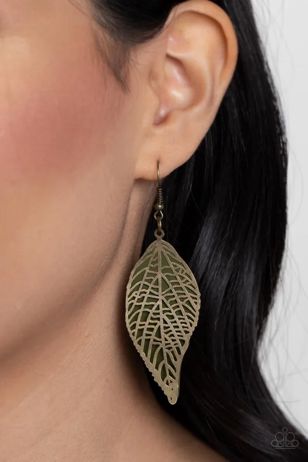 Paparazzi Accessories Earrings Leafy Luxury Green Earrings Jewelry by Bretta