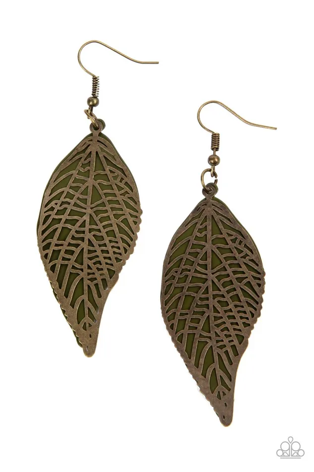Paparazzi Accessories Earrings Leafy Luxury Green Earrings Jewelry by Bretta