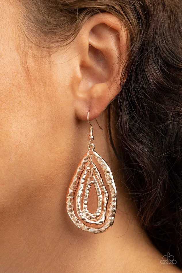 Paparazzi Accessories Earrings Metallic Meltdown Rose Gold Earrings Jewelry by Bretta Paparazzi Accessories Earrings Metallic Meltdown Rose Gold Earrings Jewelry by Bretta