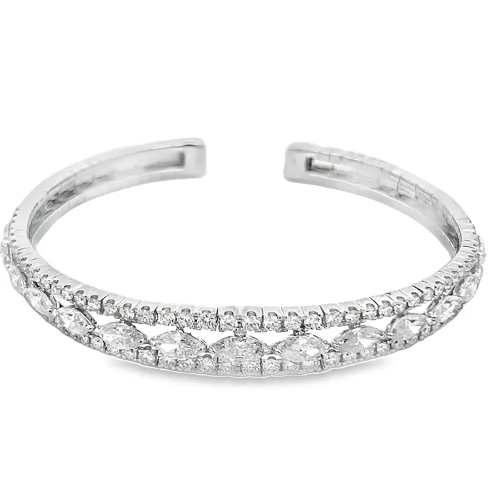 YaninaCo Jewelry Marquis and Round Diamond Flexible Cuff Bracelet Bracelets YaninaCo Jewelry Marquis and Round Diamond Flexible Cuff Bracelet Bracelets