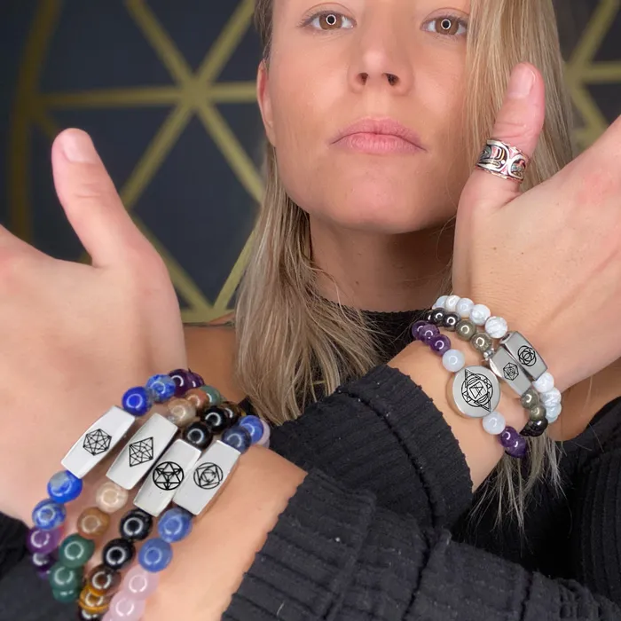 10mm Elizabeth April Channeled Anunnaki Sacred Geometry Limited Edition Cosmic Species Stretch Bracelet Lily Rose Jewelry Co Bracelets