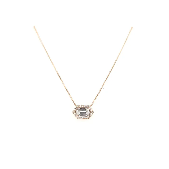 Bassali 14k Rose Gold Pointed White Quartz Necklace I6537 Necklaces