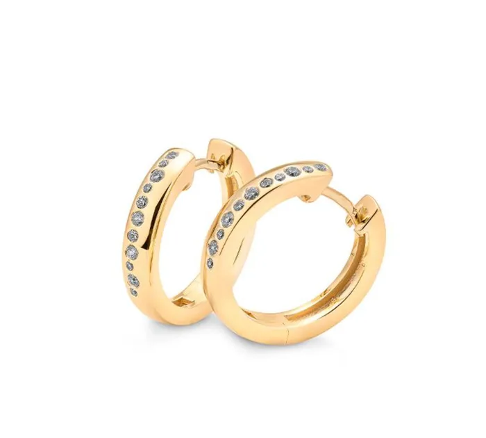 Breuning Earrings 14k Yellow or White Gold Flush Set Diamond Hoop Earrings Breuning Earrings 14k Yellow or White Gold Flush Set Diamond Hoop Earrings