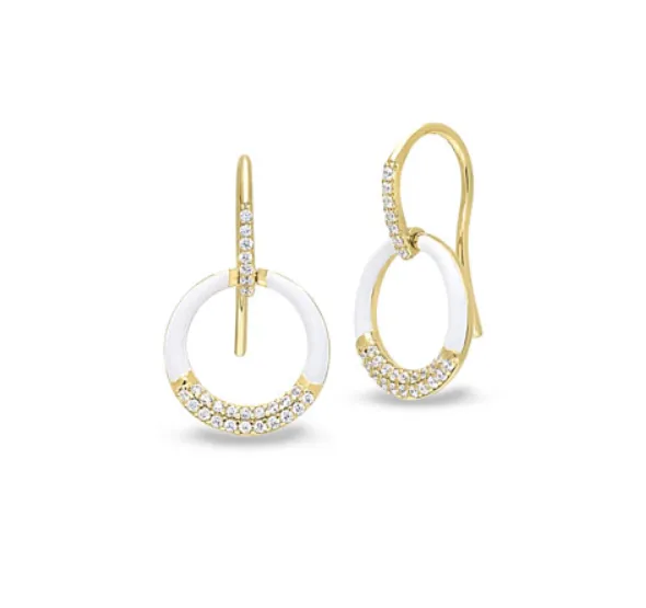 Earrings Kelly Waters Kelly Waters Gold White Enamel Earrings SI3415