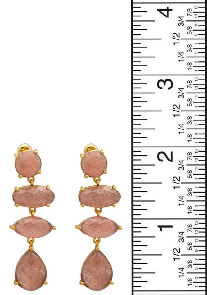 Earrings Strawbary Quartz Gold Plated Over Brass Drop Earrings Jewelry YoTreasure Earrings Strawbary Quartz Gold Plated Over Brass Drop Earrings Jewelry YoTreasure