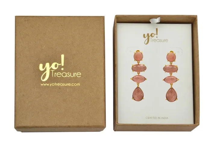 Earrings Strawbary Quartz Gold Plated Over Brass Drop Earrings Jewelry YoTreasure Earrings Strawbary Quartz Gold Plated Over Brass Drop Earrings Jewelry YoTreasure