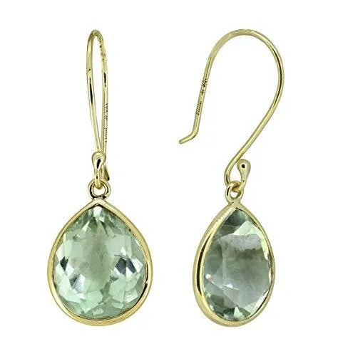 Earrings YoTreasure 710 ct Green Amethyst 10k Yellow Gold Dangle Earrings