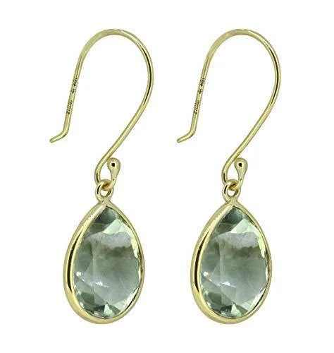 Earrings YoTreasure 710 ct Green Amethyst 10k Yellow Gold Dangle Earrings