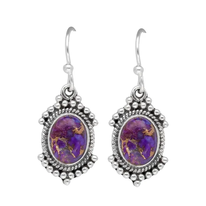 Earrings YoTreasure Purple Copper Turquoise Solid 925 Sterling Silver Dangle Earrings Jewelry Earrings YoTreasure Purple Copper Turquoise Solid 925 Sterling Silver Dangle Earrings Jewelry