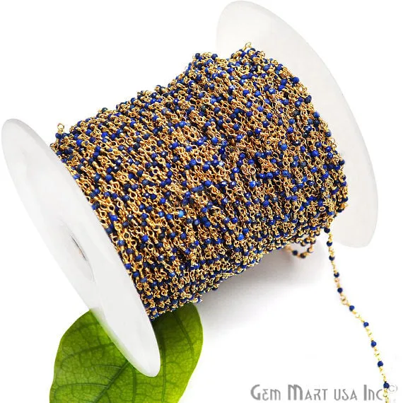 GemMartUSA Lapis Lazuli Gold Plated Wire Wrapped Gemstone Beads Rosary Chain PreStyled Sets GemMartUSA Lapis Lazuli Gold Plated Wire Wrapped Gemstone Beads Rosary Chain PreStyled Sets