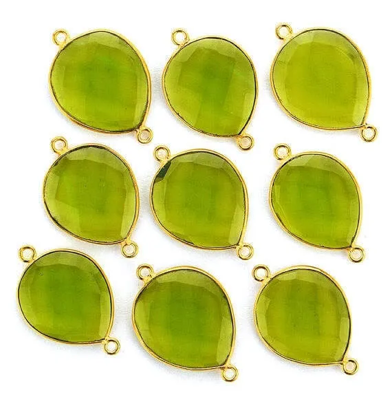 GemMartUSA PreStyled Sets Pears 15x20mm Gold Plated Double Bail Gemstone Bezel Connector