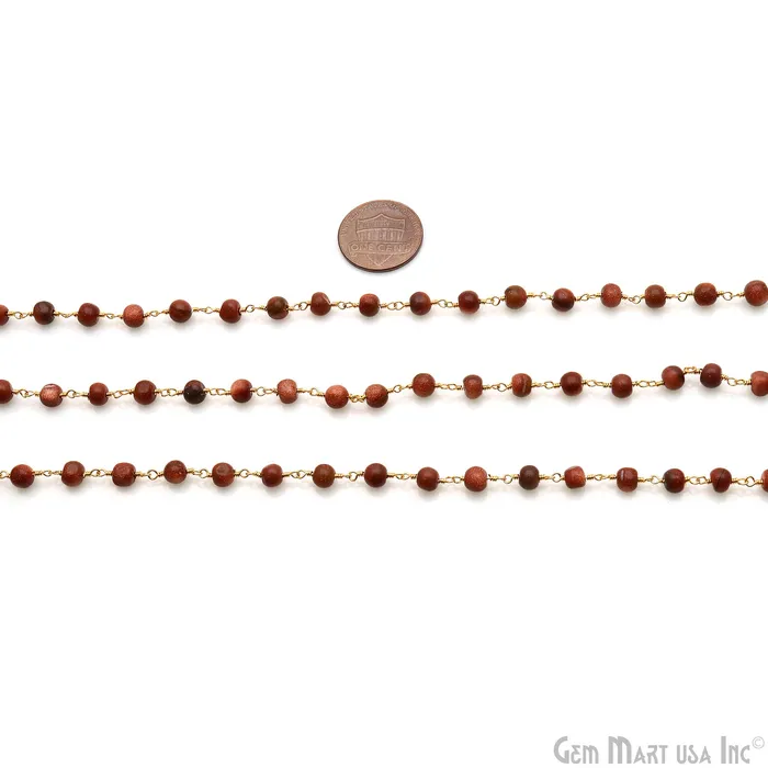 GemMartUSA PreStyled Sets Synthetic Sunstone Cabochon 56mm Gold Wire Wrapped Rosary Chain GemMartUSA PreStyled Sets Synthetic Sunstone Cabochon 56mm Gold Wire Wrapped Rosary Chain