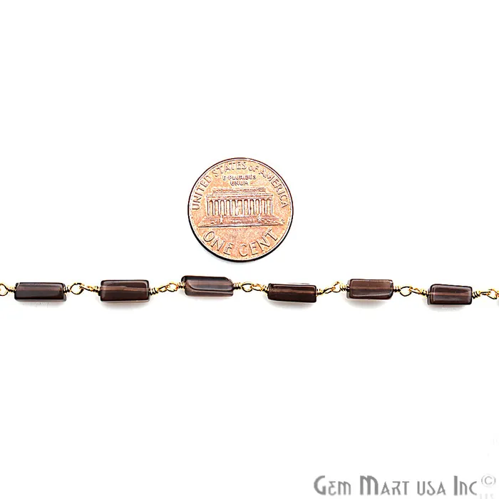 GemMartUSA Smoky Topaz 8x3mm Gold Plated Wire Wrapped Beaded Rosary Chain PreStyled Sets GemMartUSA Smoky Topaz 8x3mm Gold Plated Wire Wrapped Beaded Rosary Chain PreStyled Sets