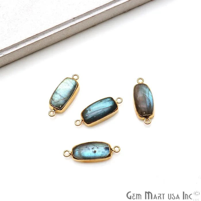 Labradorite Cabochon 28x10mm Octagon Gold Electroplated Double Bail Gemstone Connector GemMartUSA PreStyled Sets Labradorite Cabochon 28x10mm Octagon Gold Electroplated Double Bail Gemstone Connector GemMartUSA PreStyled Sets