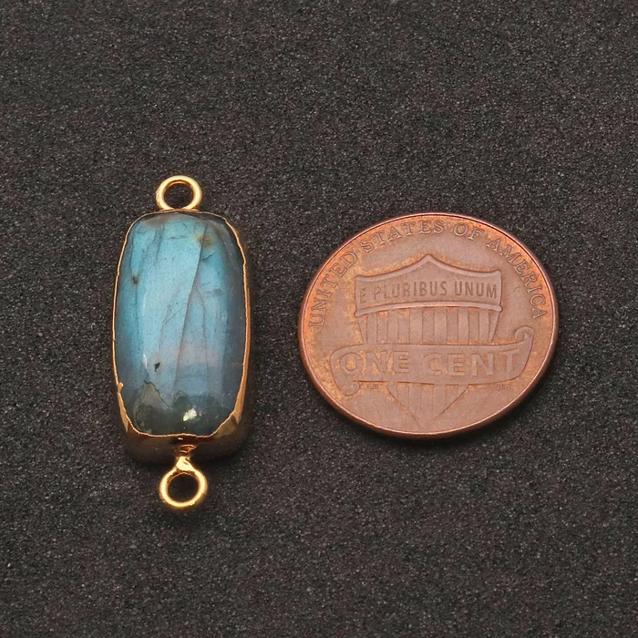 Labradorite Cabochon 28x10mm Octagon Gold Electroplated Double Bail Gemstone Connector GemMartUSA PreStyled Sets Labradorite Cabochon 28x10mm Octagon Gold Electroplated Double Bail Gemstone Connector GemMartUSA PreStyled Sets