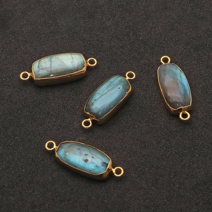 Labradorite Cabochon 28x10mm Octagon Gold Electroplated Double Bail Gemstone Connector GemMartUSA PreStyled Sets Labradorite Cabochon 28x10mm Octagon Gold Electroplated Double Bail Gemstone Connector GemMartUSA PreStyled Sets