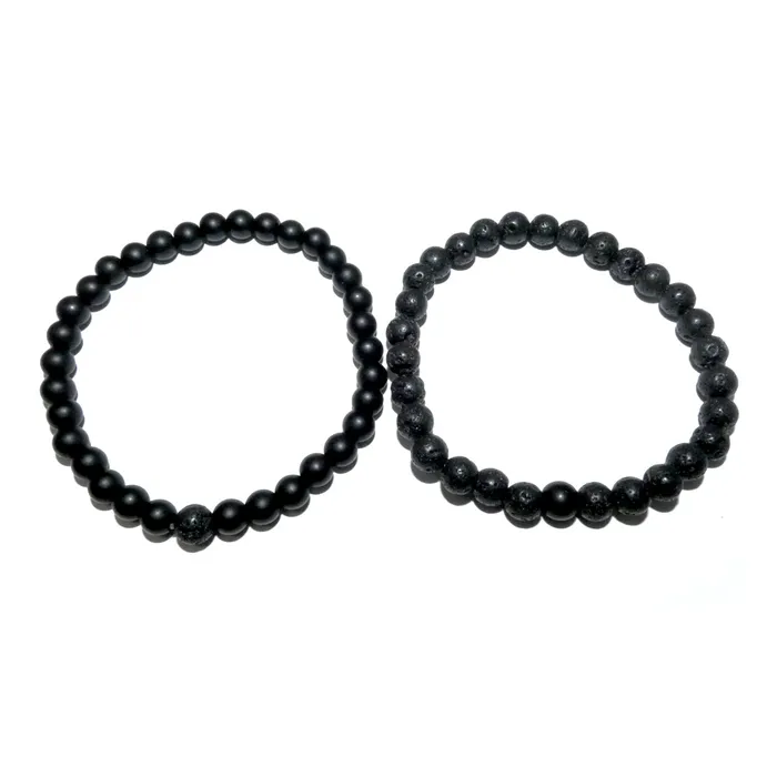 Lava Black Onyx Couples Bracelet 6mm Stretch Matching Set Lily Rose Jewelry Bracelets