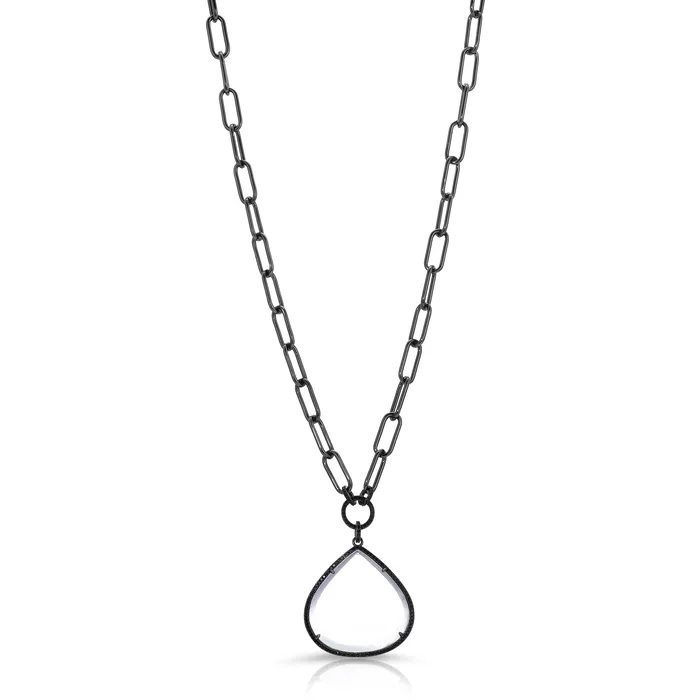 Moderne Monocle Necklaces Saraphina Gunmetal Magnifier Pendant Necklace Presale Ships 321