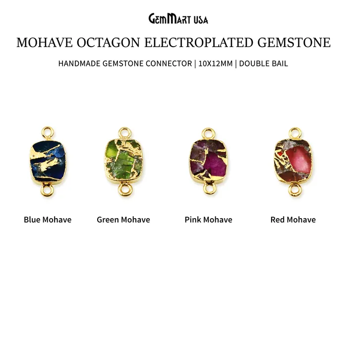 Mohave Octagon 10x12mm Double Bail Gold Electroplated Gemstone Connector GemMartUSA PreStyled Sets Mohave Octagon 10x12mm Double Bail Gold Electroplated Gemstone Connector GemMartUSA PreStyled Sets