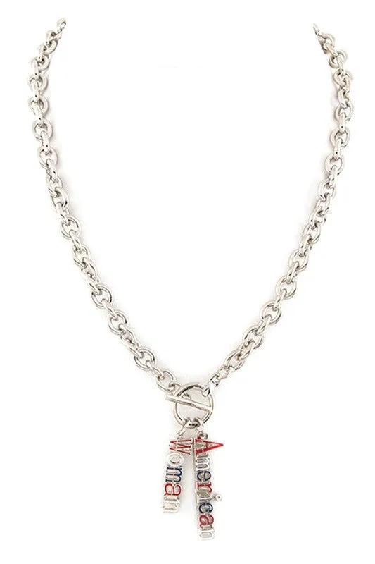 Necklaces LA Jewelry Plaza American Woman Double Pendant Necklace Necklaces LA Jewelry Plaza American Woman Double Pendant Necklace