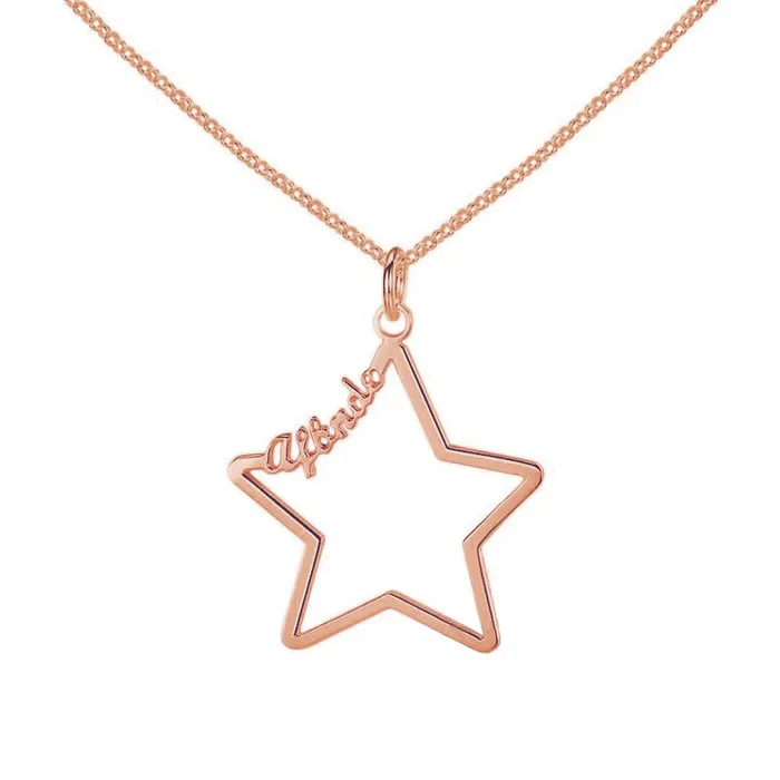 Personalized Jewel Personalized 925 Sterling Silver Star Necklace Name Engraved Pendant Necklaces Jewelry Gift for Women Necklaces