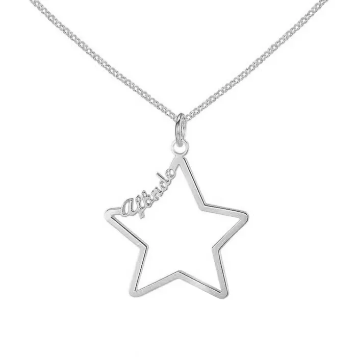 Personalized Jewel Personalized 925 Sterling Silver Star Necklace Name Engraved Pendant Necklaces Jewelry Gift for Women Necklaces