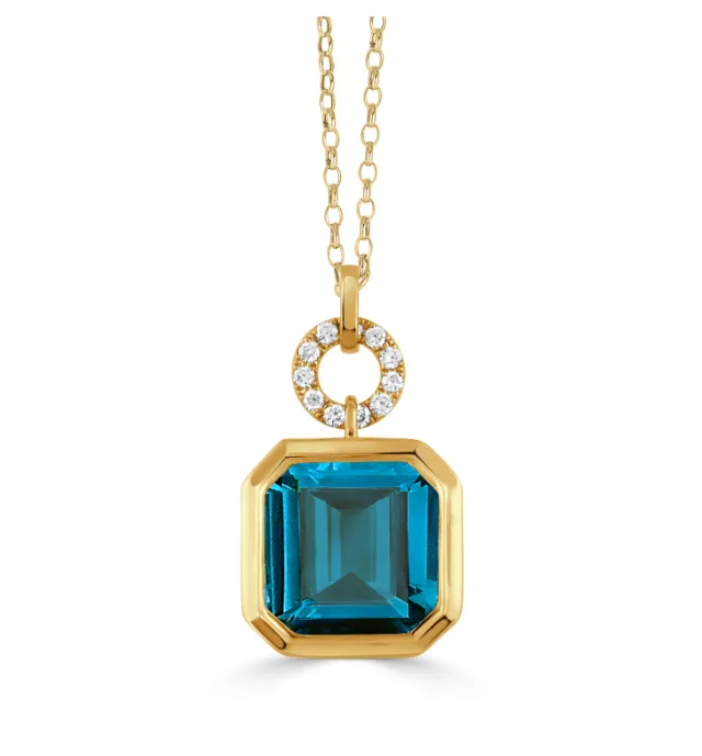 PreStyled Sets Doves 18k Yellow Gold London Blue Topaz Round Diamond Link Pendant I9030 PreStyled Sets Doves 18k Yellow Gold London Blue Topaz Round Diamond Link Pendant I9030