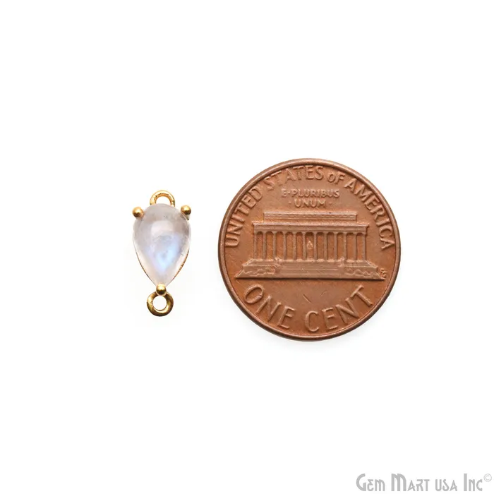 PreStyled Sets GemMartUSA Rainbow Moonstone Cabochon Pears 6x9mm Prong Gold Plated Double Bail Connector PreStyled Sets GemMartUSA Rainbow Moonstone Cabochon Pears 6x9mm Prong Gold Plated Double Bail Connector