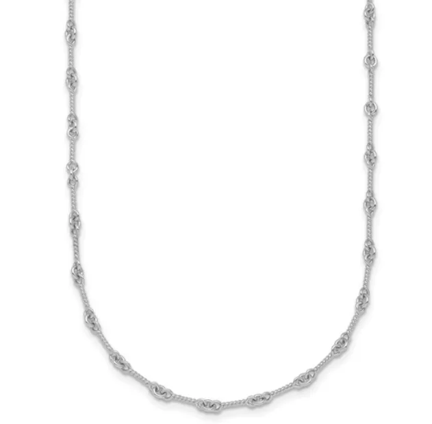 Quality Gold PreStyled Sets 18k White Gold Rhodium Plated Polished Twisted 16 Chain I8455 Quality Gold PreStyled Sets 18k White Gold Rhodium Plated Polished Twisted 16 Chain I8455