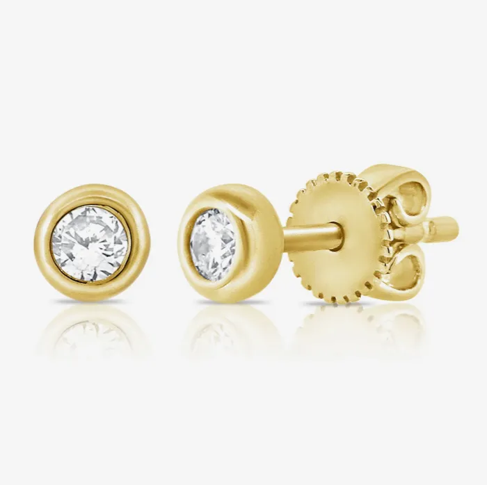 Sabrina Designs Co 14k White or Yellow Gold Petite Bezel Set Diamond Stud Earrings Earrings