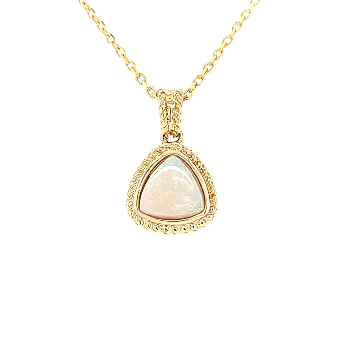 TT Jewelry Inc PreStyled Sets Yellow Gold Opal Trillion Pendant I7127