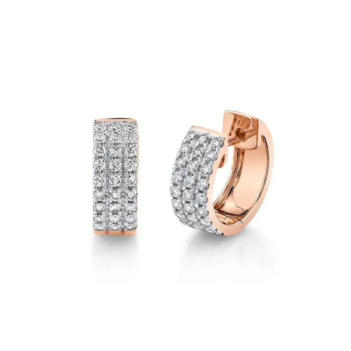 TVON Earrings 14K 102cttw VS White Diamond Pav Huggie Earrings