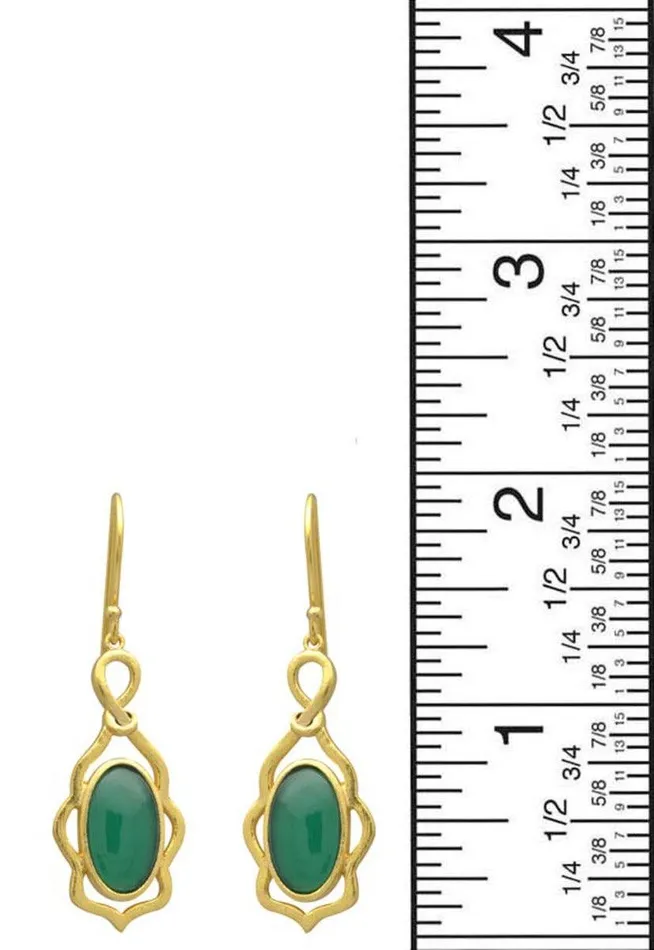 YoTreasure Earrings Green Onyx Gold Plated Over Brass Dangle Earrings Jewelry