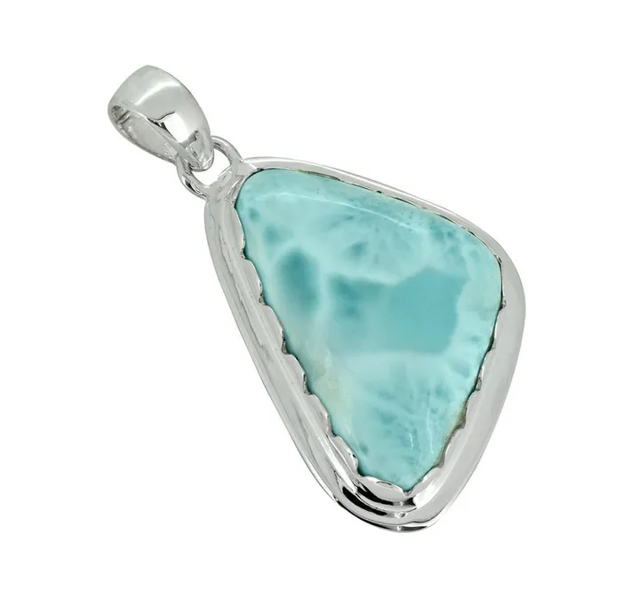 YoTreasure Natural Larimar Solid 925 Sterling Silver Pendant 2 Necklaces